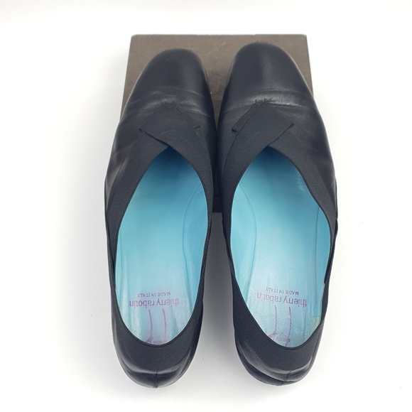 Thierry Rabotin Black soft leather size 42 elastic trim comfort office w… - Picture 6 of 16